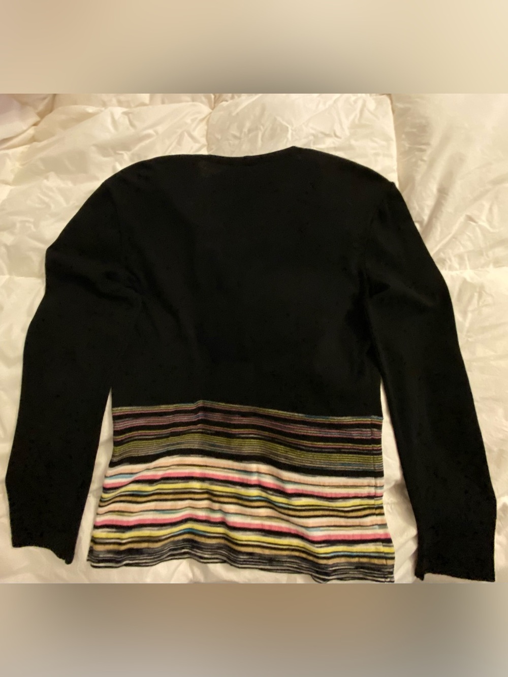 M by Missoni Black Cardigan with Multicolor Striped Hem - Picture 2 of 4
